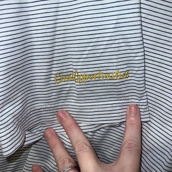 Peter Millar Navy and White Striped Polo Shirt - Picture 4 of 5